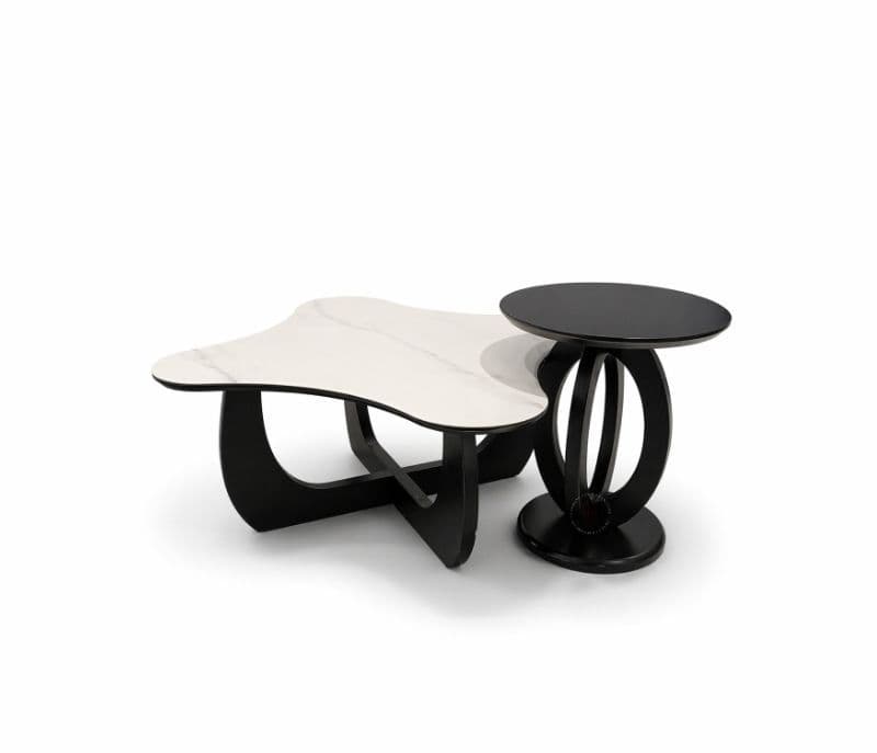 Image 5 for CJ 076 1+1 Centre Table Marble Top Plus Wood Corner Table (HYD)