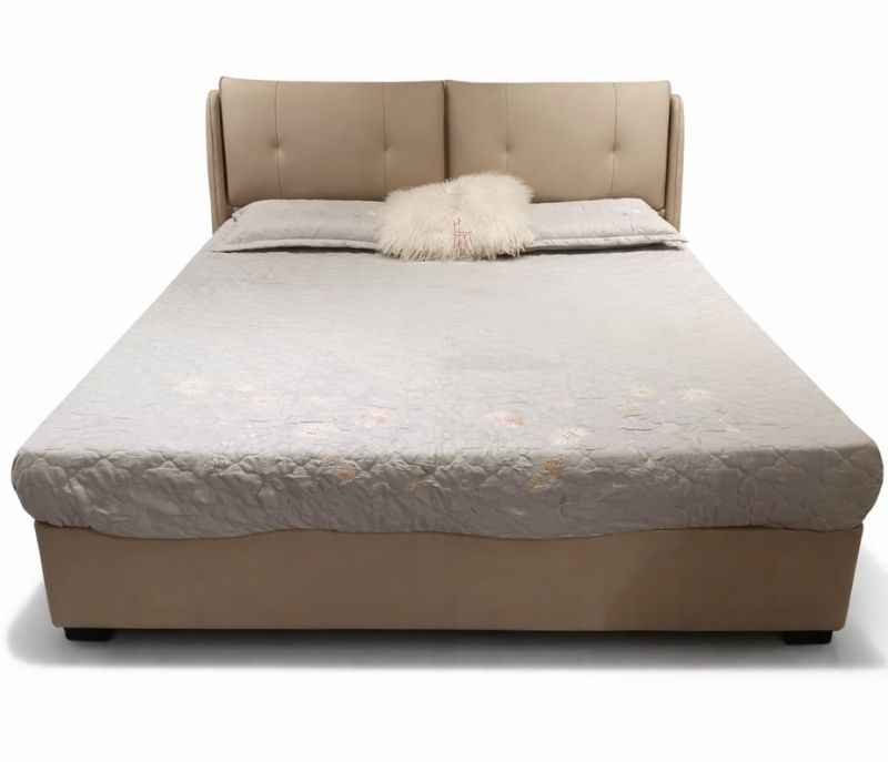 Image 3 for 2301-180 Beige King Size Hydraulic Storage Leather Upholstery With Pine Wood Frames (HYD)