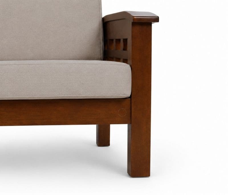 Image 4 for Checked Sofa 3+1+1 Seater Solid Rubber Wood (ZAM) (OWD)