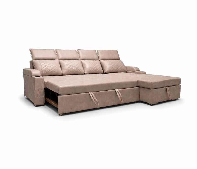 Image 6 for Dreamer SCB 3+Lounger Sofa Cum Bed Storage Suede Fabric