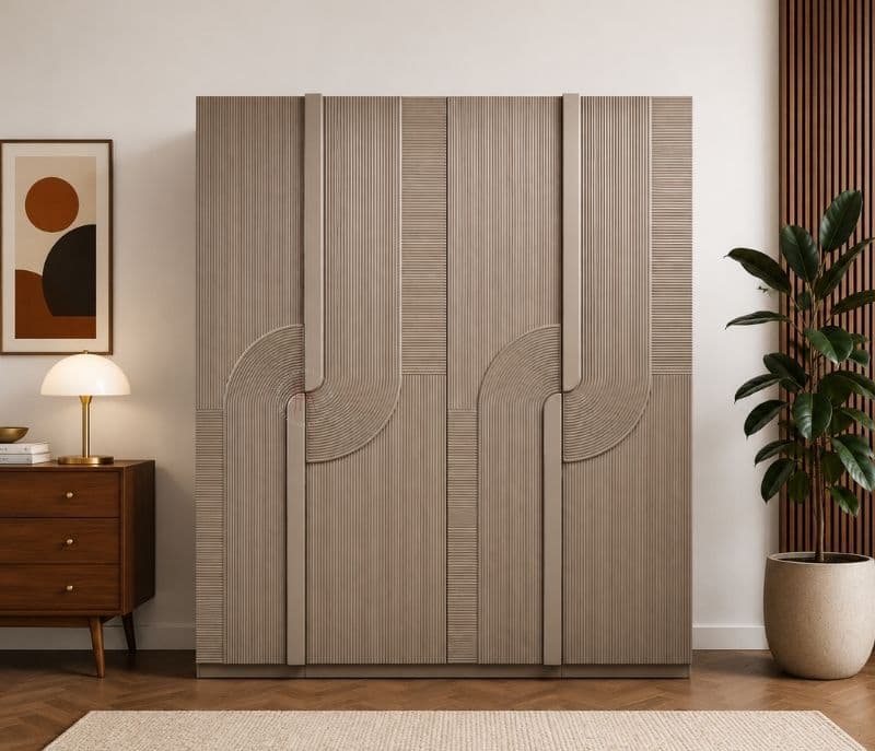 Image 2 for 21004 Bedroom Set King Size Hydraulic Bed 2 Bed Side Tables & Wardrobe (WF)