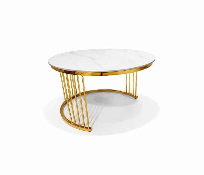 Image 6 for Centre Table 909 White Ceramic Top With Metal Base And Drawer With Storage (HYD)