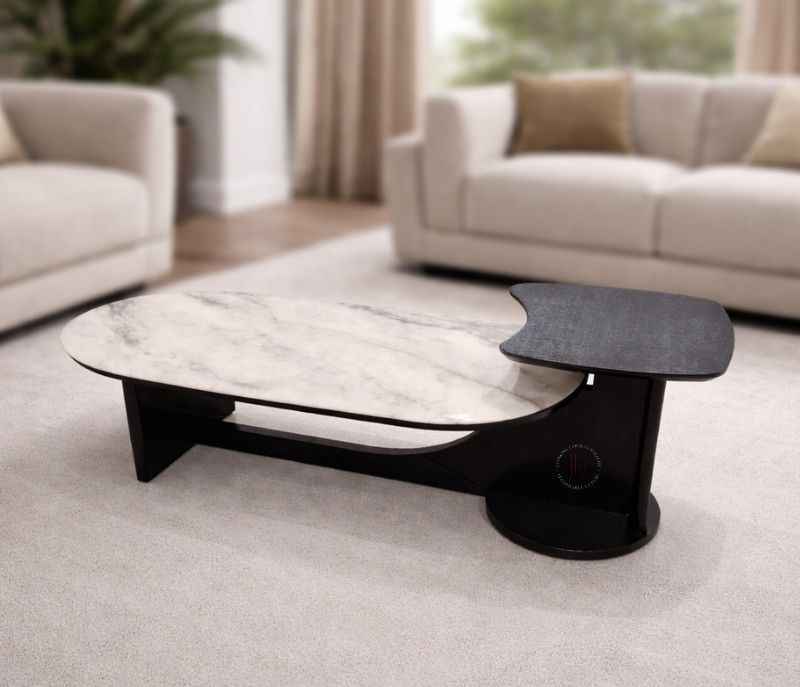 Image 1 for Centre Table 1079 Top Marble With Ash Wood Base Support (HYD)