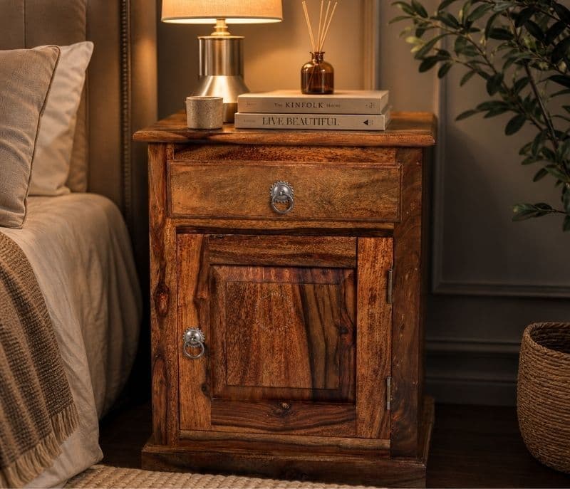 Image 3 for Pac Bed Side Table Solid Sheesham Wood Honey Finish (SCV _PKU)