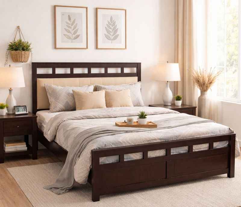 Image 1 for Alina Cot Queen Size Without Storage Solid Sheesham Wood