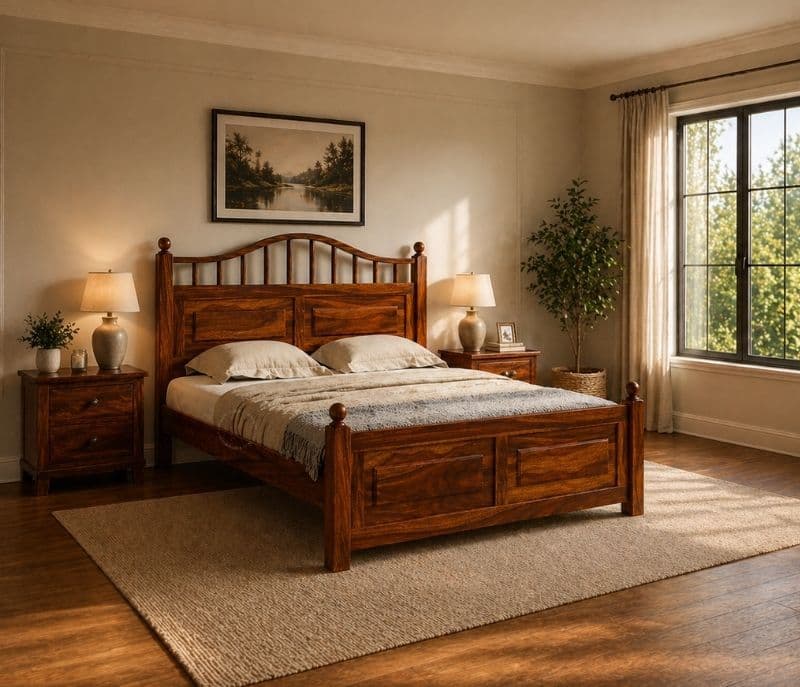 Image 1 for Bowie Sheesham Cot Premium Solid Sheesham Wood Honey Finish (SCV _PKU)