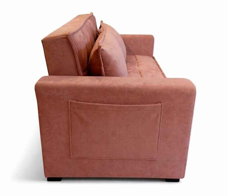 Image 9 for Anke Sofa Cum Bed 3 Seater Suede Fabric (Rust)