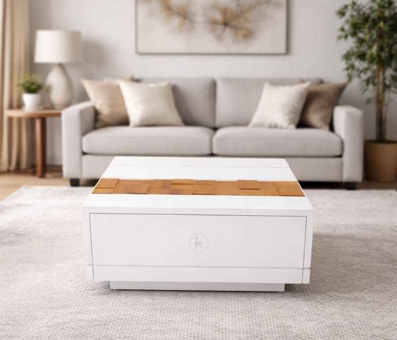 Center Table New With Wooden And Pu Top And Base (WH OTD)
