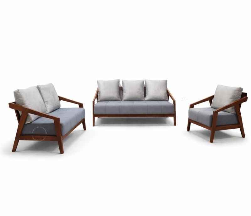 Image 3 for Ghana Teak 3+2+1 Seater Sofa Suede Fabric (EC)(HYD)(BWD)(KORA)(BTM)