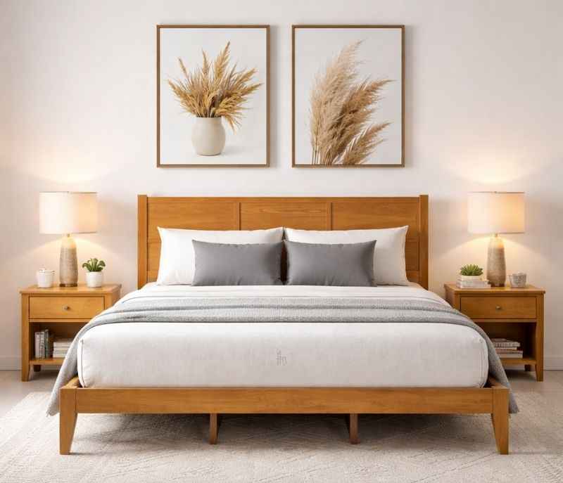 602000119- Estre Hypericum Rubber Wood King Size Bed in Inley (BTM OTD)