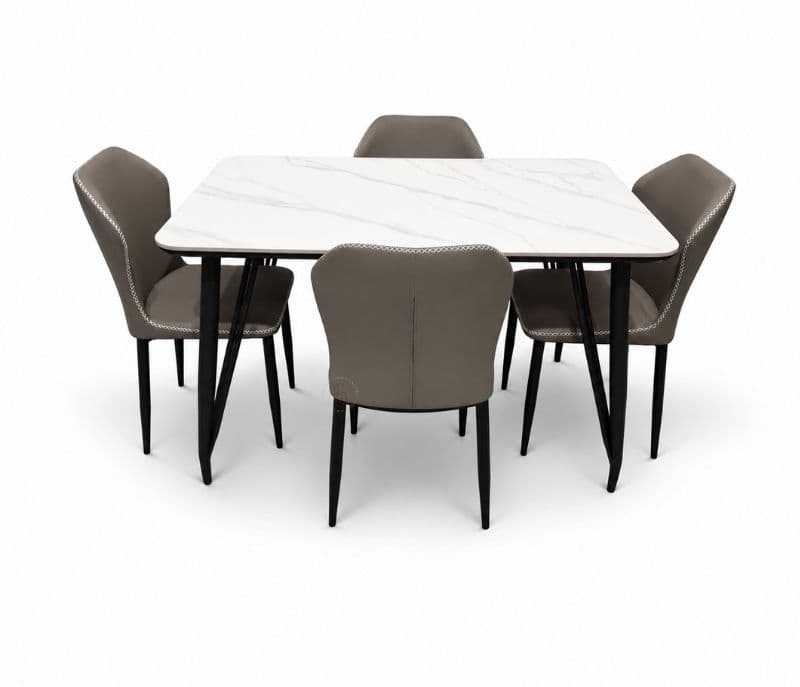 Image 4 for P130/1.3 808 Gray Dining Table 1+4 Seater Marble Top