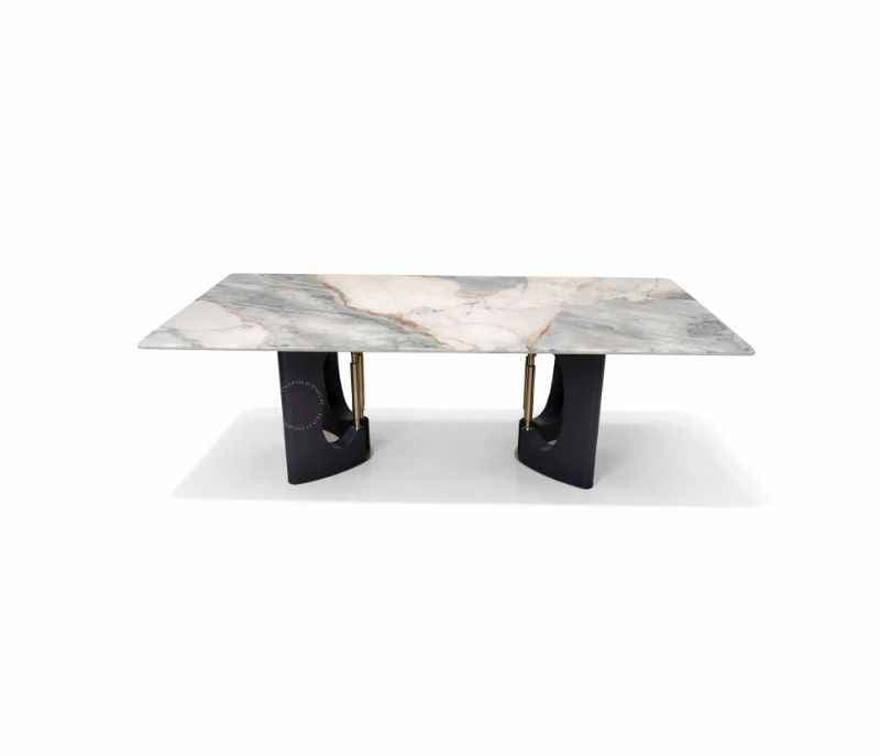 Image 14 for DT T67+C56+DINING CHAIR ZL078 Marble Top Base With Ash Wood Metal Support 1+8 Seater