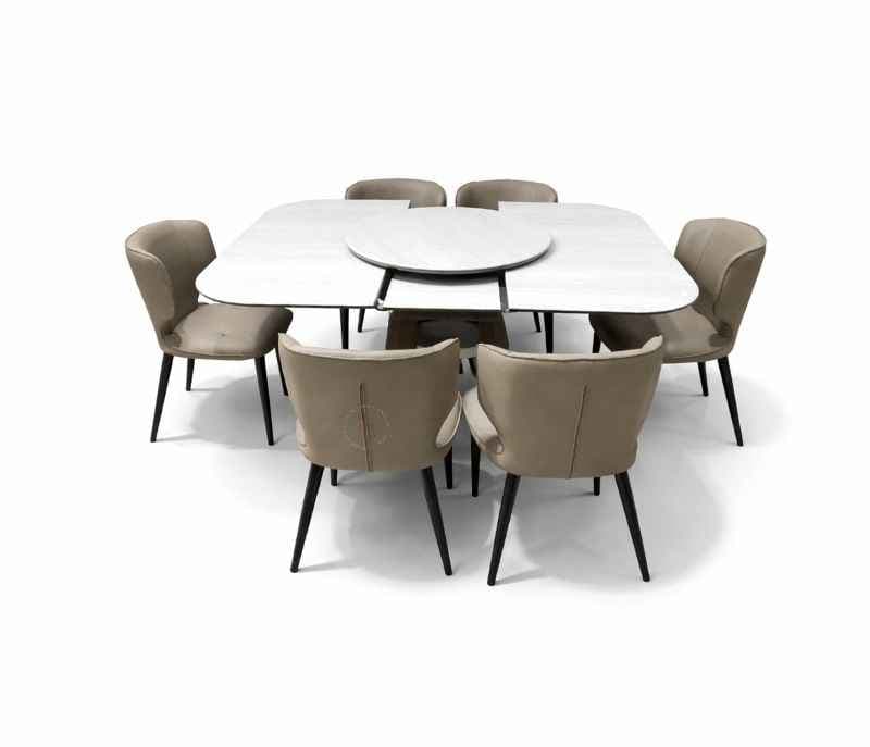 Image 2 for Expandable Dinning Table 662. Chair 125 Artificial Marble Top 1+6