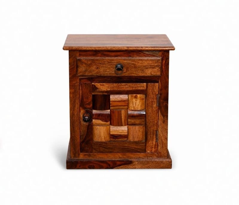Image 6 for Nivaar Bed Side Table Solid Sheesham Wood Honey Finish (SCV _PKU)