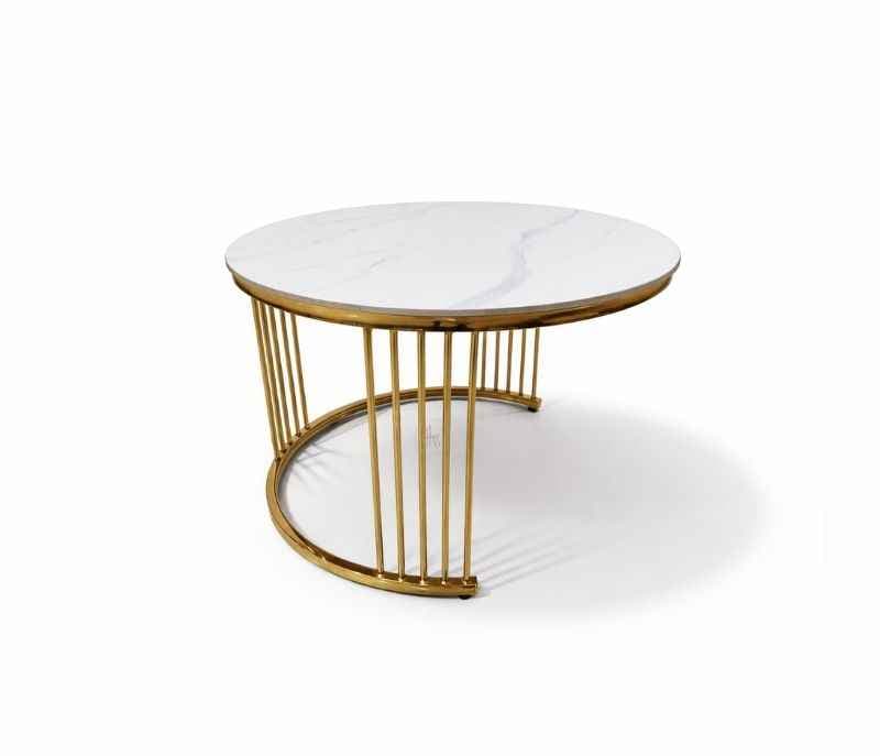 Image 6 for 601 Centre Table Ceramic Top And Down Metal Base Gold PVD