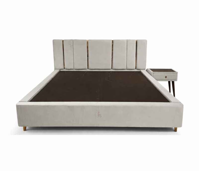 Image 6 for Lux King Sized Bed Without Storage (Velvet, Grey) (KORA)
