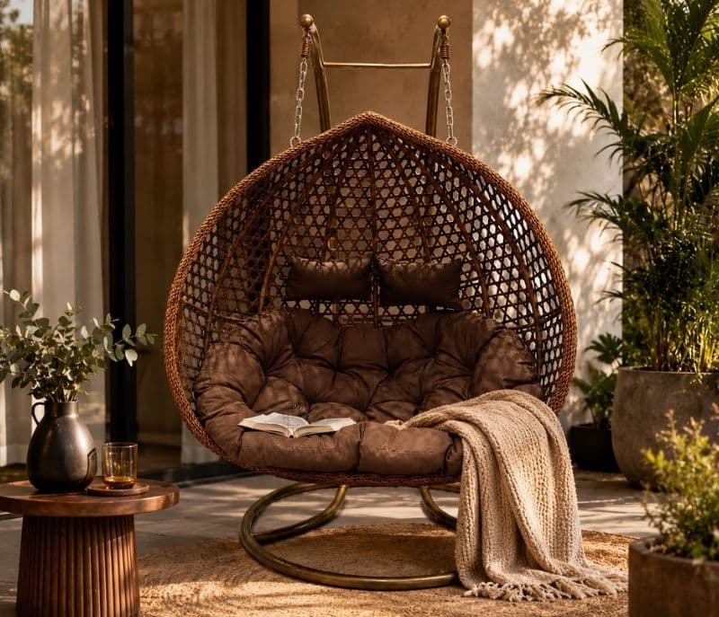 Image 4 for 2 seater Hanging swing premium handwoven heavy-duty metal frame (CP OTD)