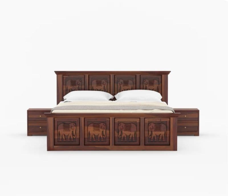 Image 9 for Tusker Sheesham Cot Premium Solid Sheesham Wood Honey Finish (SCV _PKU)