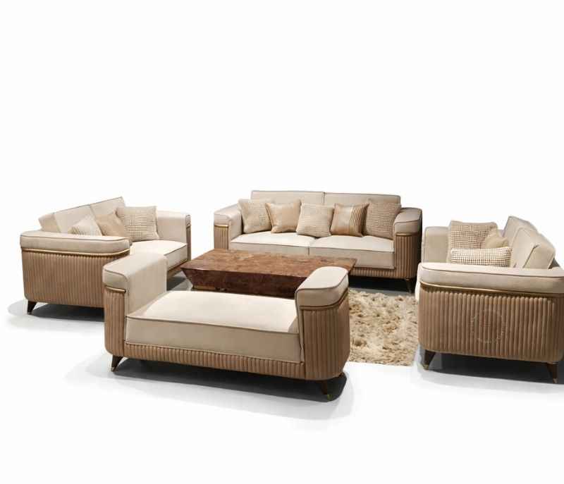 Image 3 for Charlie Sofa 3+2+2+Divider Miranda Wood With Suede Fabric Upholster (HYD)