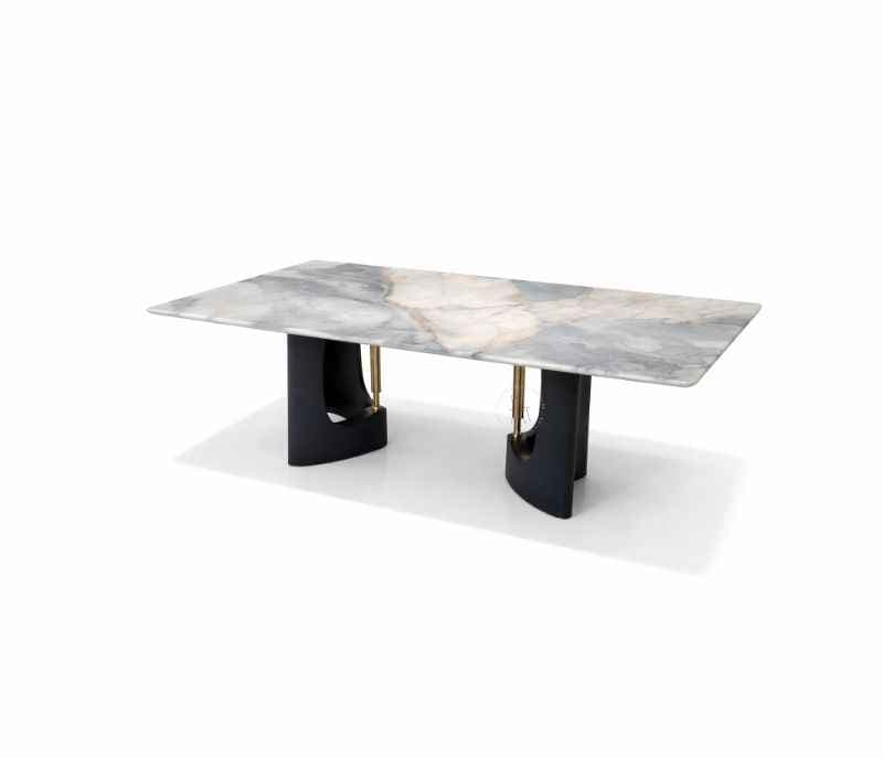 Image 11 for DT T67+C56+DINING CHAIR ZL078 Marble Top Base With Ash Wood Metal Support 1+8 Seater