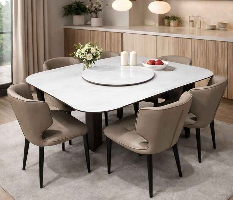 Image 1 for Expandable Dinning Table 662. Chair 125 Artificial Marble Top 1+6