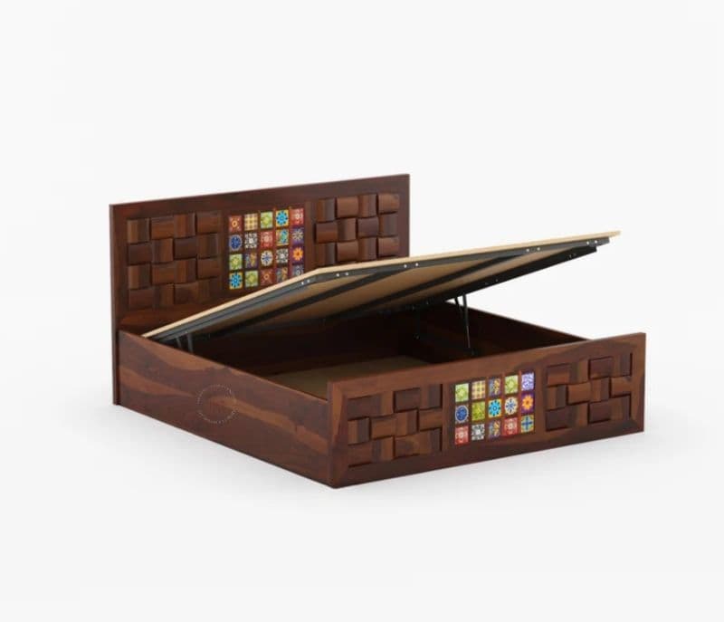 Image 6 for Tiles Sheesham Hydraulic Storage Premium Solid Sheesham Wood Honey Finish (SCV _PKU)