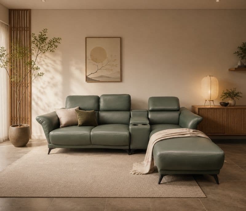 Leather Sofa 2+C+Lounger 2 Seater+ Console+Lounger Pure Body Touch Leather (HYD)