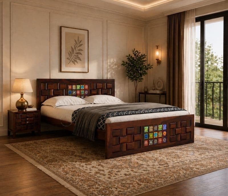 Tiles Sheesham Hydraulic Storage Premium Solid Sheesham Wood Honey Finish (SCV _PKU)