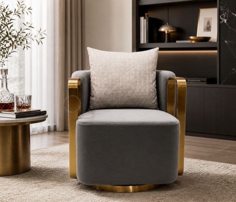 Frendi Revolving Chair Velvet Fabric (CP OTD)