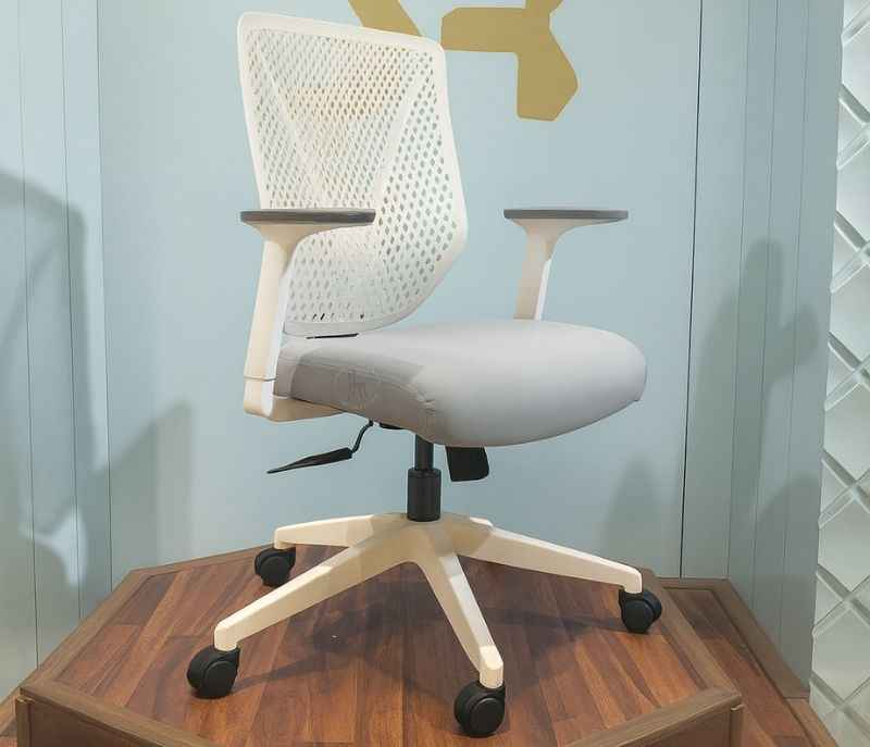 Image 2 for Leo White Mesh Office Chair Adjustable Height Revolving Study Work from Home Chair Computer Desk Chair