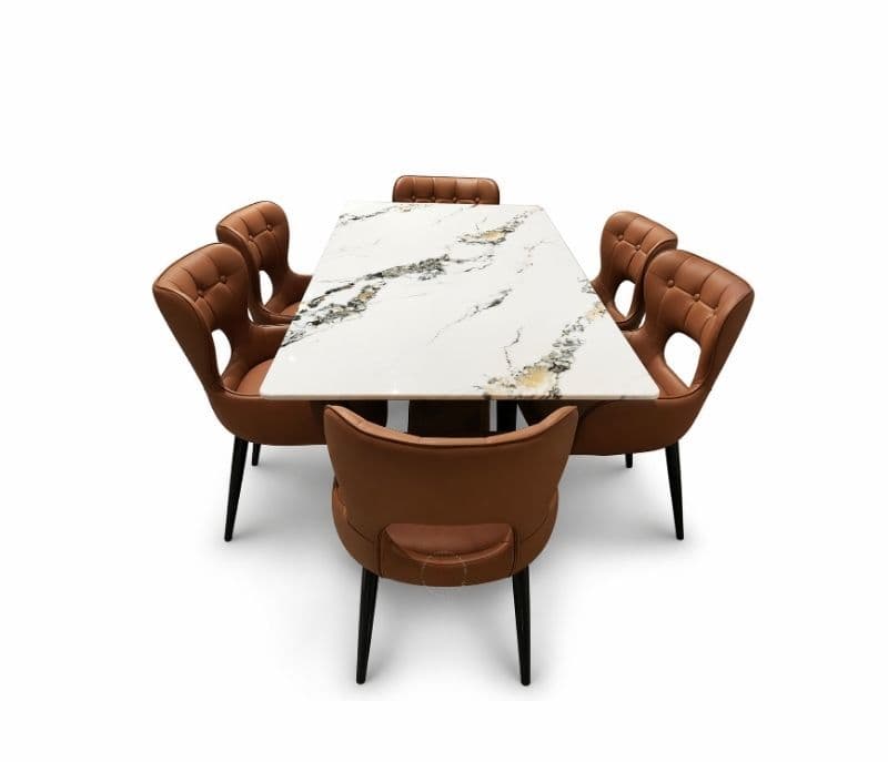 Image 3 for 2482 table+ 131 orange Chair DT+06 Chair Leather And Metal Leg (BTM)