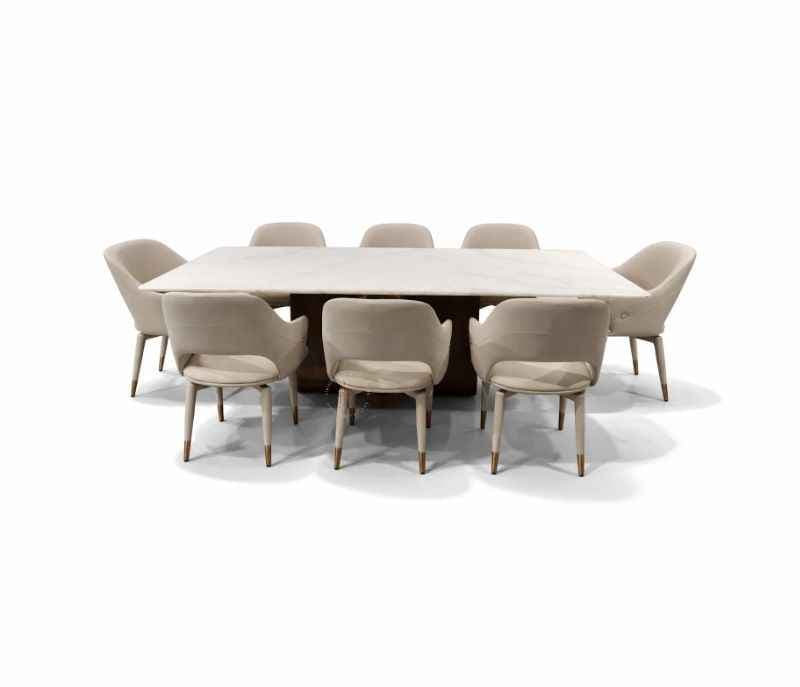 Image 5 for DINING TABLE 1088+DBH+DINING CHAIR X-16 Onyex Marble Top With Ash Wood Base And Metal Strip