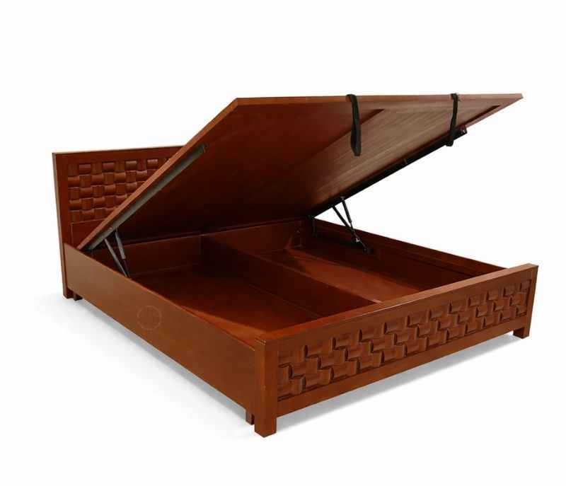 Image 11 for SK Chocolate King Size Bed With Hydraulic Storage (Block Board, Chocolate Brown) (BS-KORA)