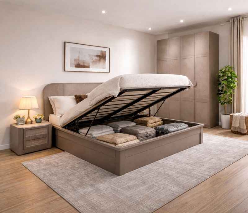 Image 3 for 45003 Bedroom Set King Size 72x78 With Hydraulic Storage + 2 Bed Side Table + 4 Door Wardrobe (WF OTD)