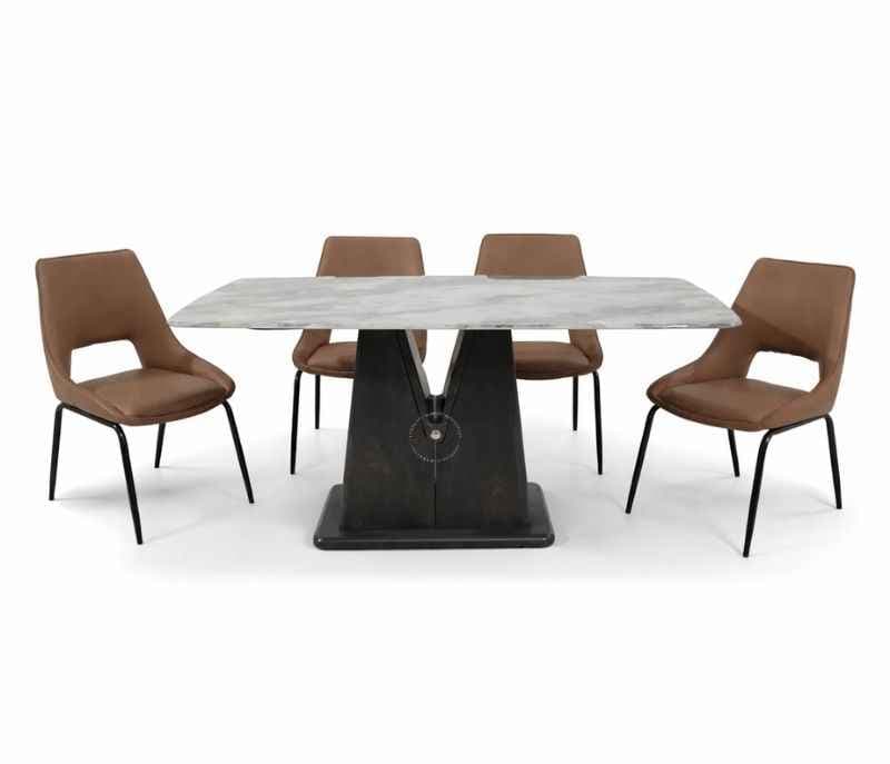 Image 3 for 861-1 6 Seater Marble Dining Set with Premium Leatherette Upholstery (WH)