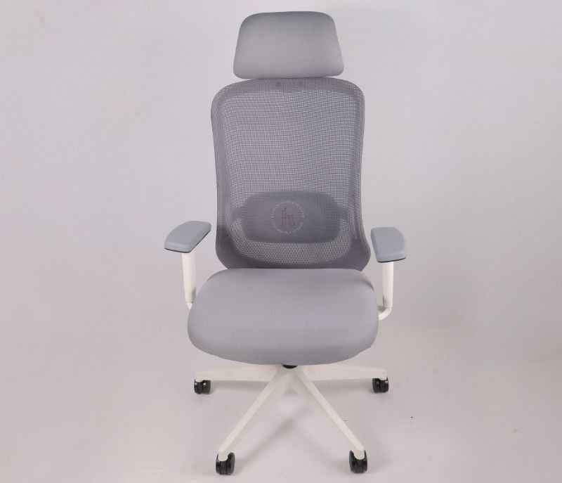 Image 4 for Hawk HB Grey White Ergonomic High-Back Mesh Office Chair Adjustable Height Revolving Study Work from Home Chair Computer Desk Chair Back Lumbar Support Ergonomic Chair Tilting Arm Support