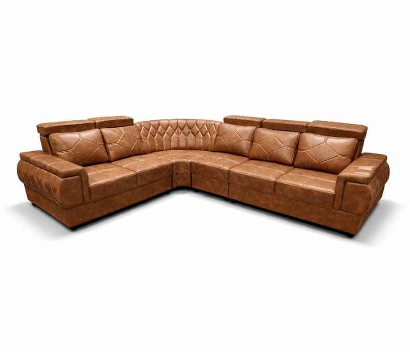 Image 5 for Bugati L-Shape Collection Sofa 2+1+C+2+CT+2 Puffy Micro Suede Fabric (Brown) (EC)
