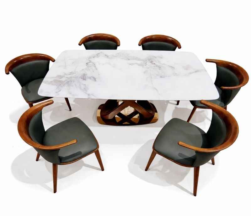 Image 3 for B09/2053/8036 Marble Top 1+6 Dining Set (HYD)