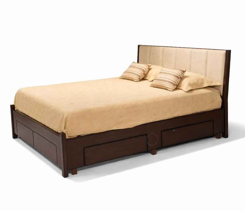 Image 4 for Cushion Patti Queen Size Bed with Drawer Storage (Block Board, Brown) (WF)(BWD)(BS-BTM)(BS-KORA)