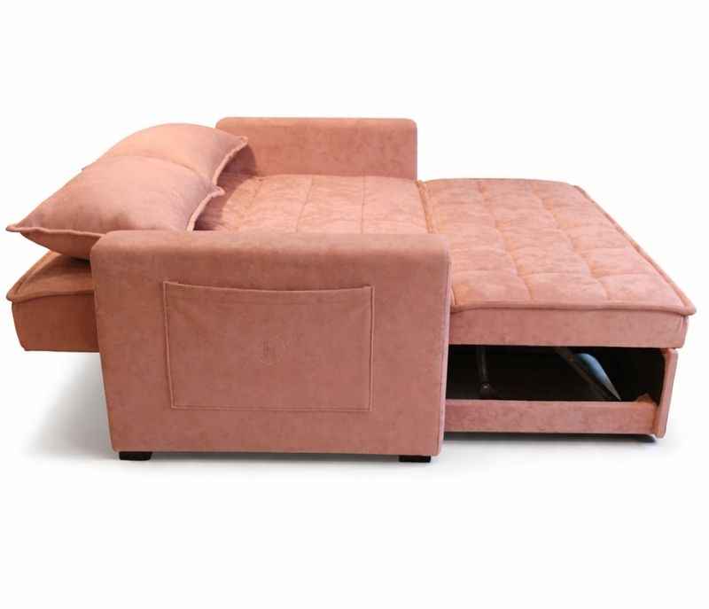 Image 6 for Anke Sofa Cum Bed 3 Seater Suede Fabric (Rust)