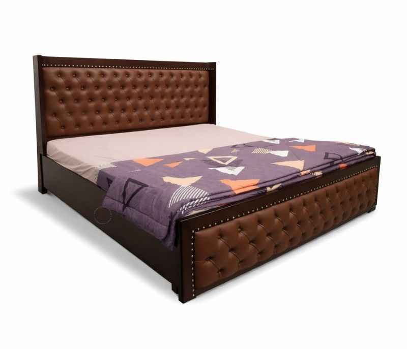 Image 2 for Chester King Sized Bed with Box Storage (Block Board, Dark Brown) (HYD)(BS - BSK)(WF)(BTM)(KORA)(BWD)(BS-EC)