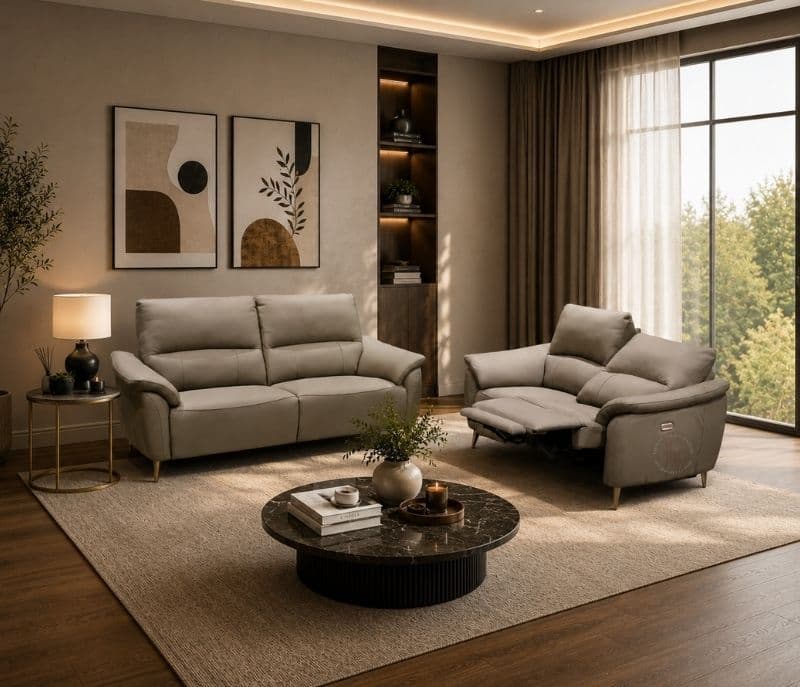 6659 3+2 Seater Fixed Power Recliner with Body-Touch Leather (BTM)