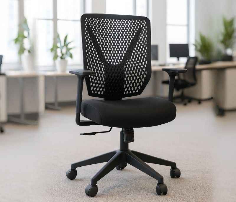 Image 1 for Leo Black Mesh Office Chair Adjustable Height Revolving Study Work from Home Chair Computer Desk Chair