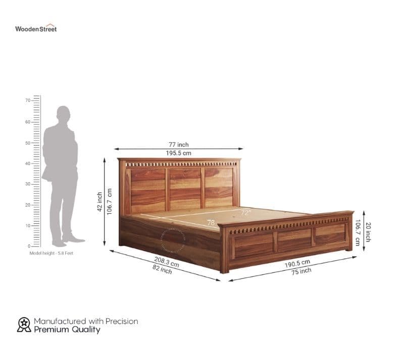 Image 11 for Adolph Sheesham Hydraulic Storage Premium Solid Sheesham Wood Honey Finish (SCV _PKU)