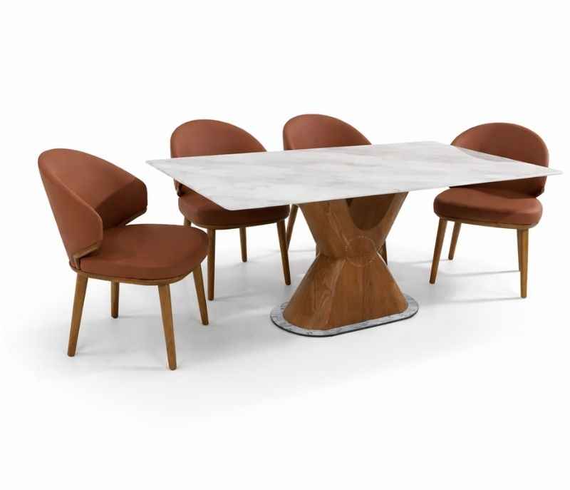 Image 5 for C05 6 Seater Marble Dining Set with Premium Leatherette Upholstery