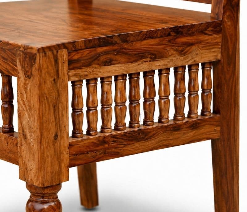 Image 5 for Vintage Solid Sheesham Wood Ghilli Design Dining Table Set 1+4 Seater (SCV-PKU)