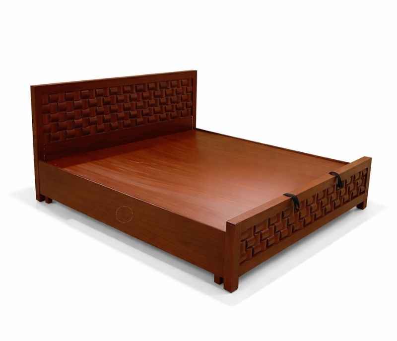 Image 6 for SK Chocolate King Size Bed With Hydraulic Storage (Block Board, Chocolate Brown) (BS-KORA)