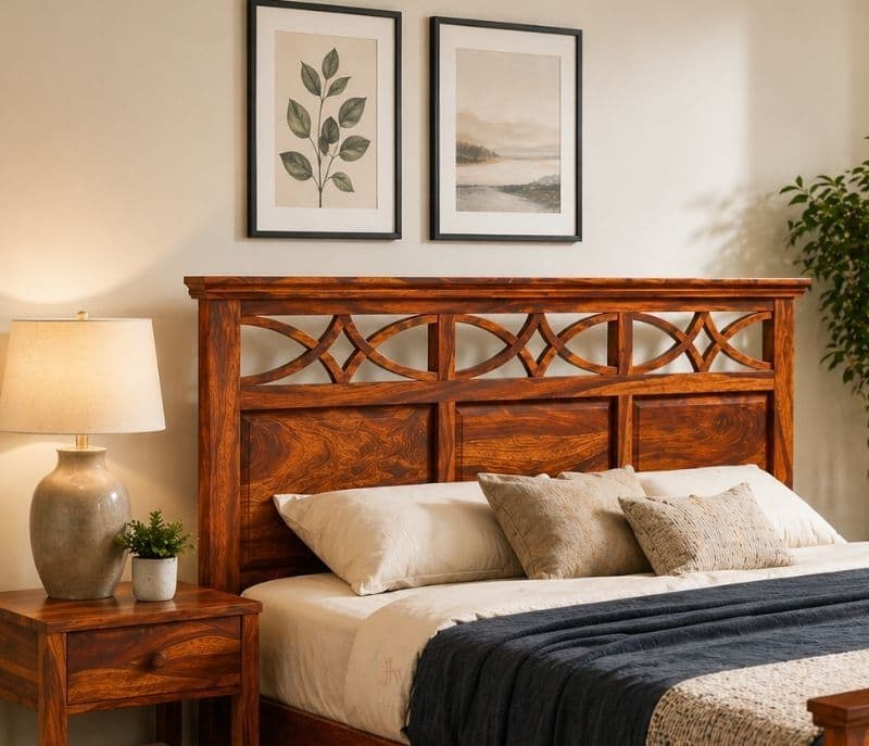 Image 6 for Martha Sheesham Cot Premium Solid Sheesham Wood Honey Finish (SCV _PKU)