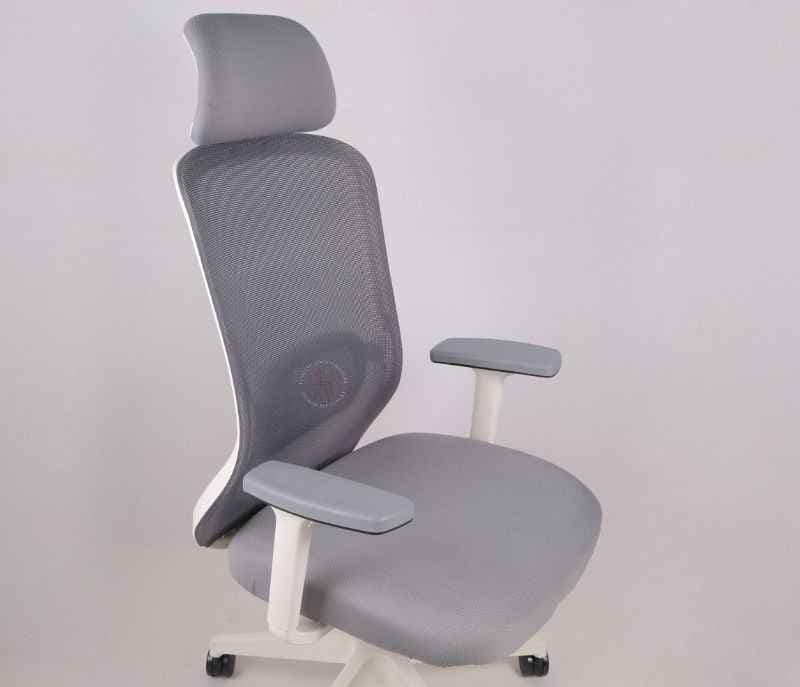 Image 3 for Hawk HB Grey White Ergonomic High-Back Mesh Office Chair Adjustable Height Revolving Study Work from Home Chair Computer Desk Chair Back Lumbar Support Ergonomic Chair Tilting Arm Support