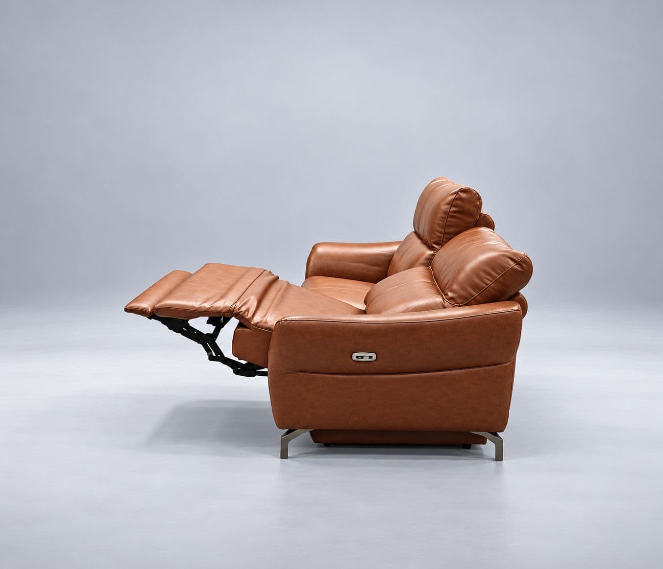 Image 7 for 3935-3S-E-B1125-65 Sofa Set Electrical Recliner 3 Seater Imported Brown Half Leather (WH)(CP)